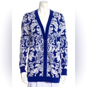 Alice + Olivia white and Blue floral Bradford cardigan XS in pristine condition